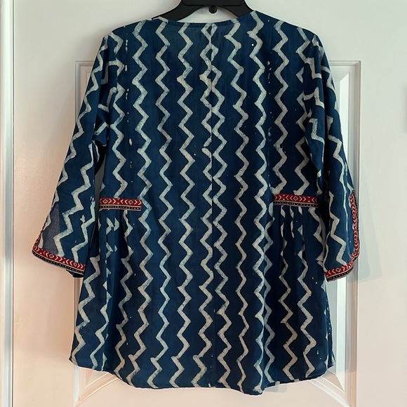 100% Cotton Tunic Blouse 3/4 Sleeve by Blu Nomad - Picture 7 of 12